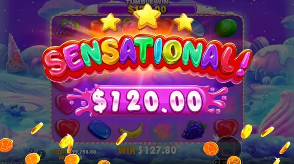 Sweet Bonanza bonus win with multipliers applied, Pragmatic Play slot